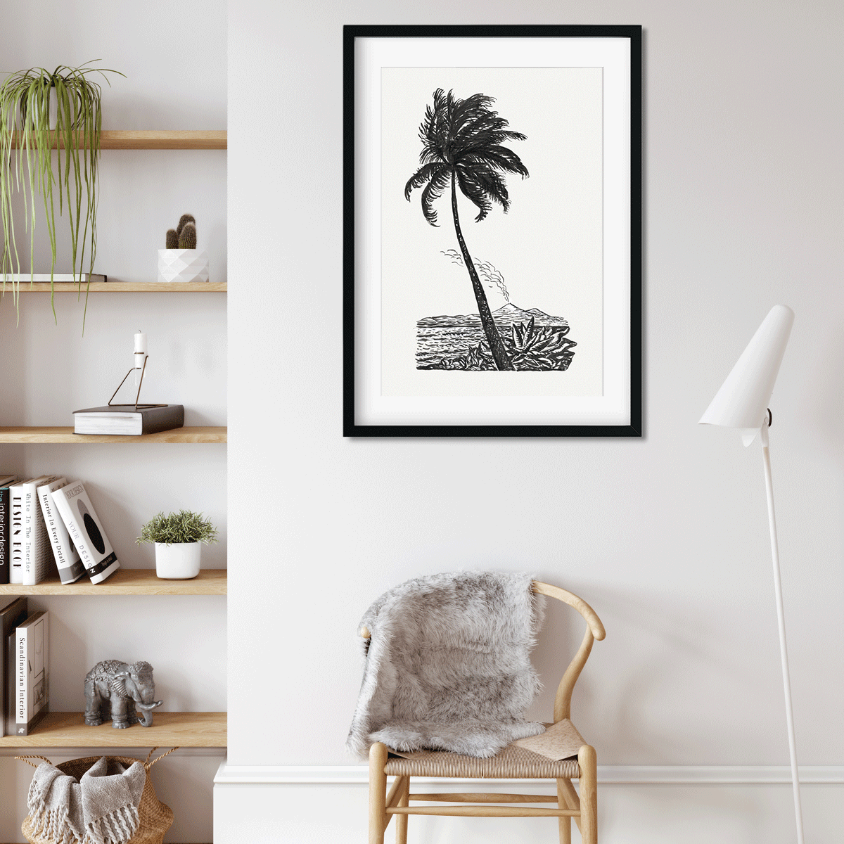 Palm tree with an island Painting 2 : 3 Vertical Premium Wall Art Canvas by MeriDeewar