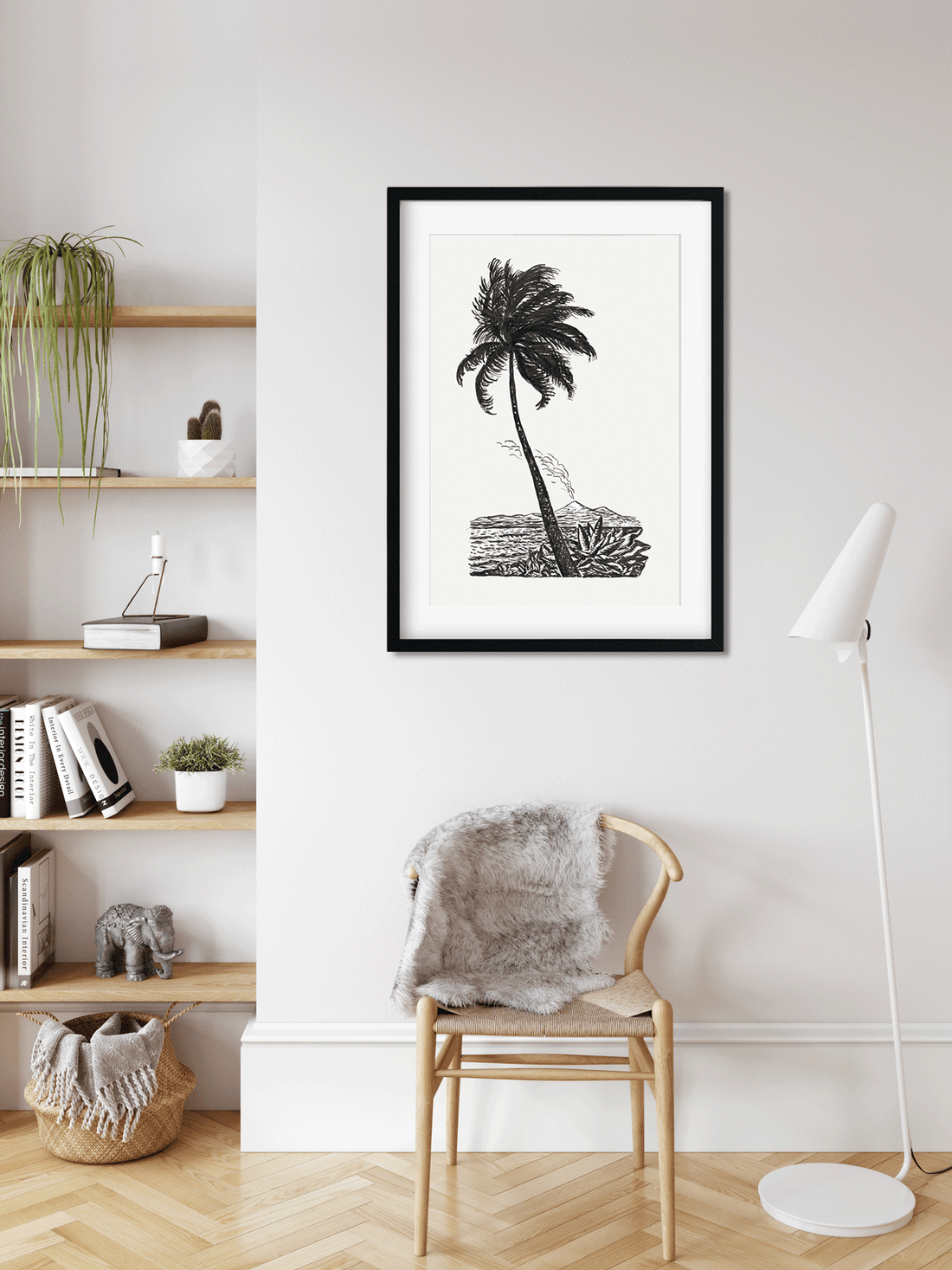 Palm tree with an island Painting 2 : 3 Vertical Premium Wall Art Canvas by MeriDeewar