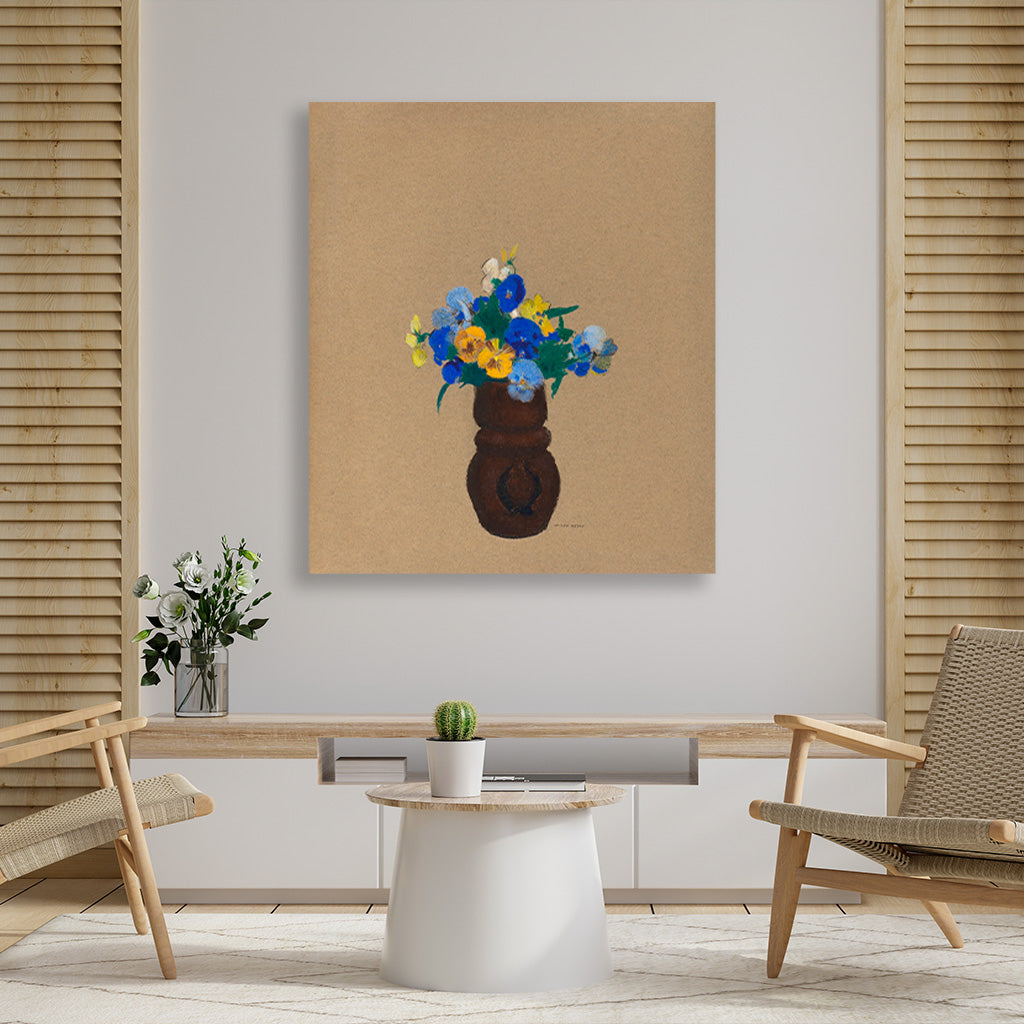 Pansies painting 1 : 1 Square Premium Wall Art Canvas by MeriDeewar