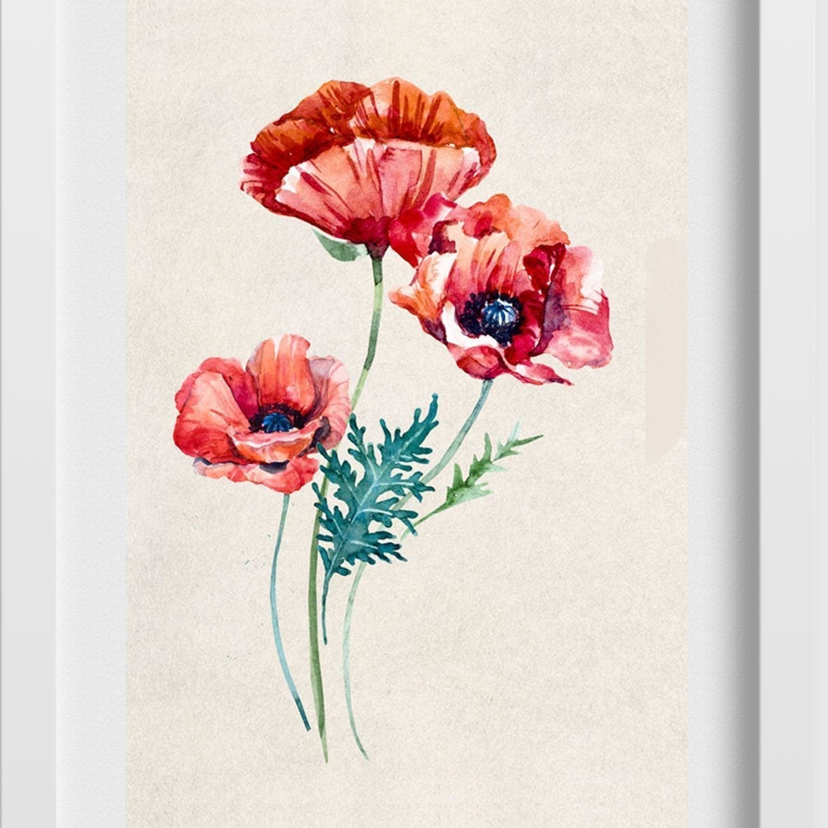 Papaver Orientale Flowers Painting - Meri Deewar 2 : 3 Vertical Premium Wall Art Canvas by MeriDeewar