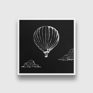 Parachute Black and White Painting - Meri Deewar 1 : 1 Square Premium Wall Art Canvas by MeriDeewar