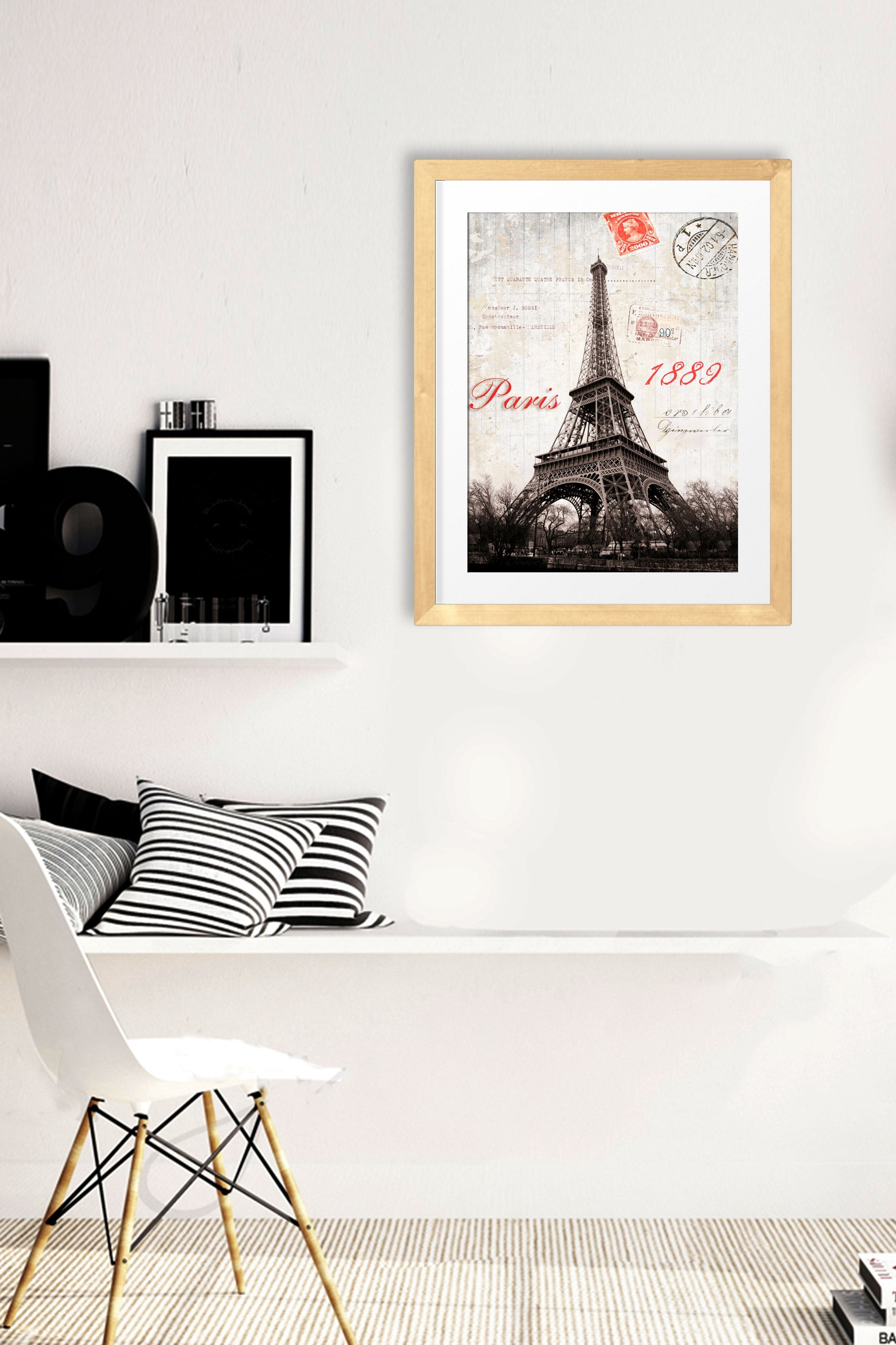 Paris Eiffel Tower Painting - Meri Deewar 2 : 3 Vertical Premium Wall Art Canvas by MeriDeewar