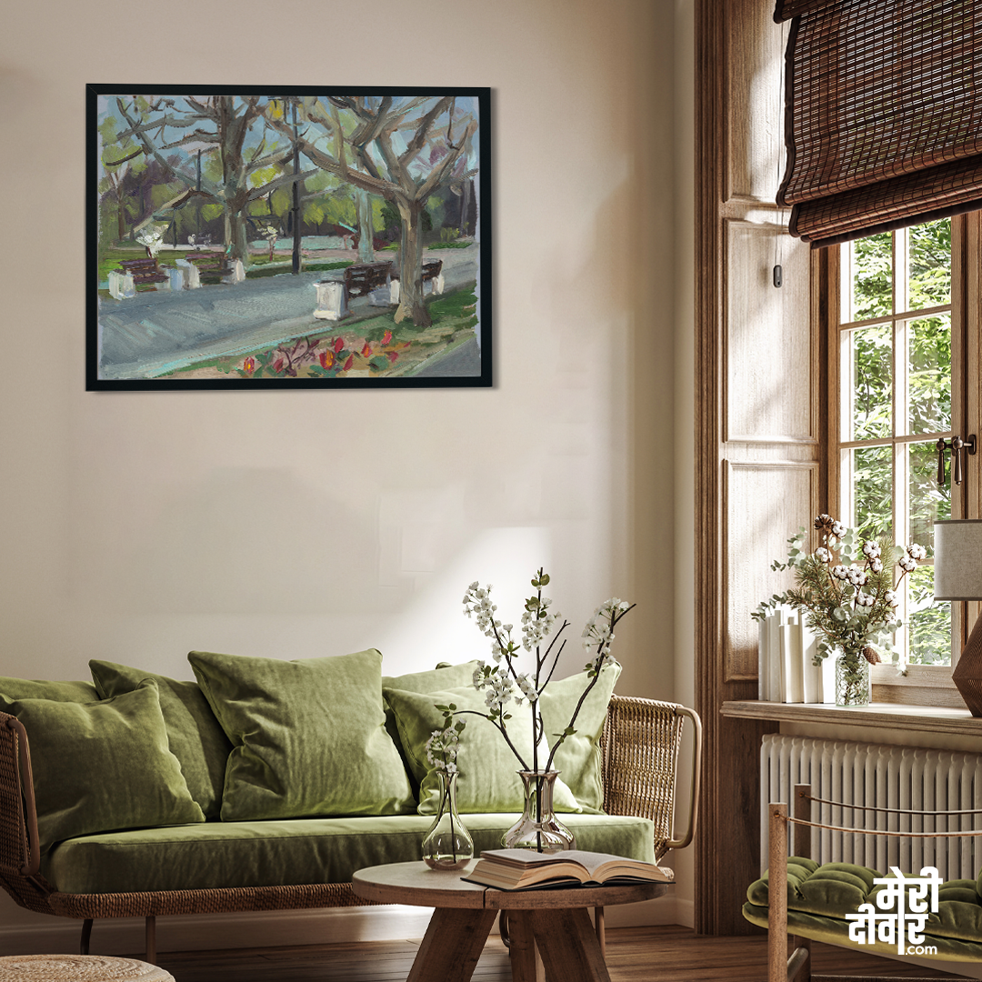 Park Alley Painting 4 : 3 Horizontal Premium Wall Art Canvas by MeriDeewar