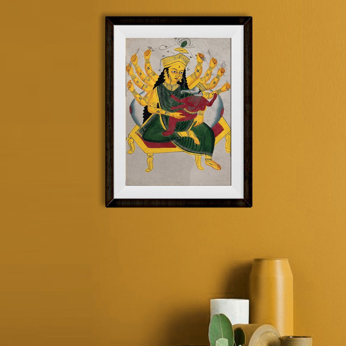 Parvati-enthroned-nursing-Ganesha Painting - Meri Deewar 2 : 3 Vertical Premium Wall Art Canvas by MeriDeewar