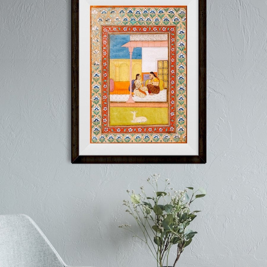 Patamanjari Ragini, the Fourth Wife of Bhairava Raga, Folio from a Ragamala (Garland of Melodies) Painting - Meri Deewar 4 X 5.5 Vertical Premium Wall Art Canvas by MeriDeewar