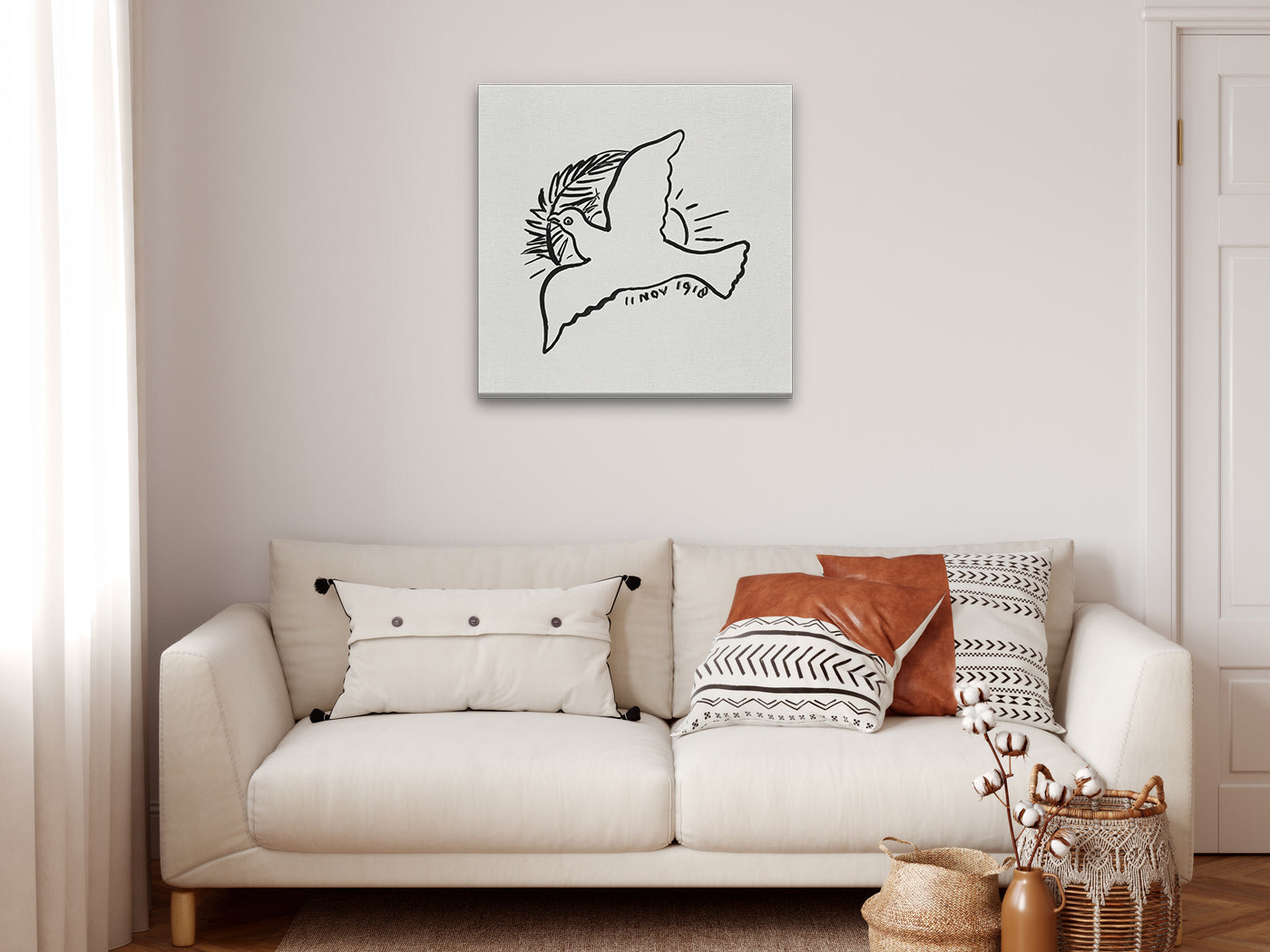 Peace Dove Painting 1 : 1 Square Premium Wall Art Canvas by MeriDeewar