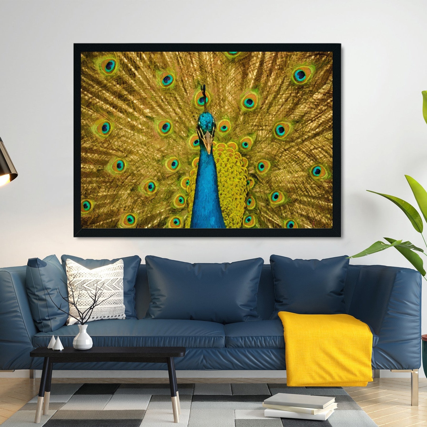 Peacock face close up Painting - Meri Deewar 3 : 2 Horizontal Premium Wall Art Canvas by MeriDeewar