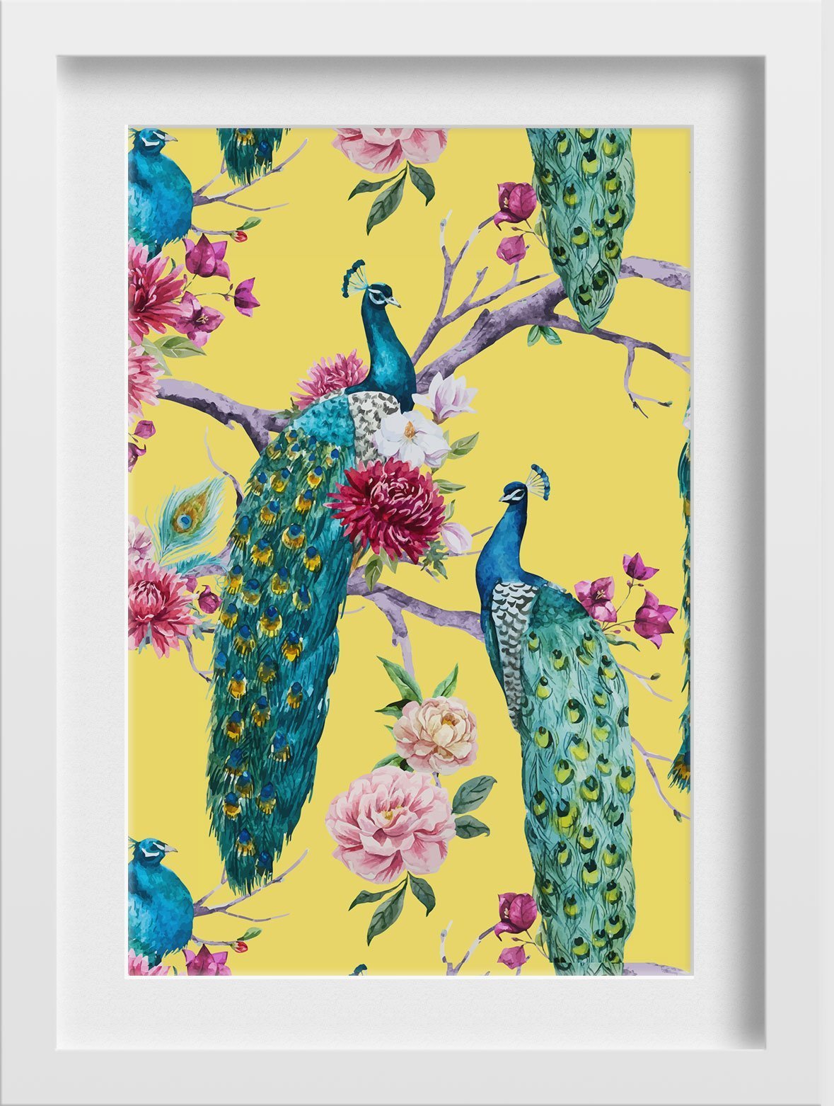 Peacock paradise Painting - Meri Deewar 2 : 3 Vertical Premium Wall Art Canvas by MeriDeewar