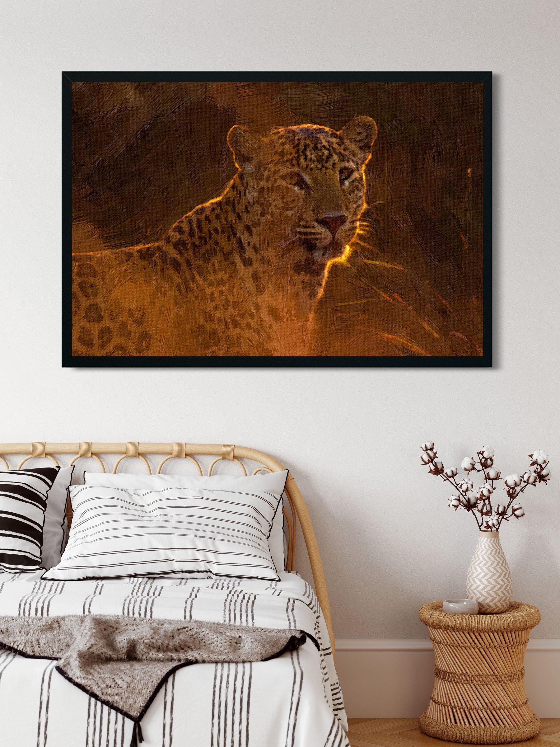 Persian leopard painting - Meri Deewar 3 : 2 Horizontal Premium Wall Art Canvas by MeriDeewar