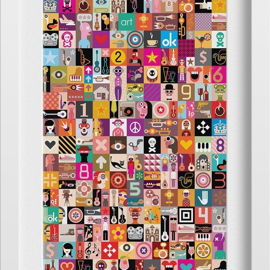 Picasso Style Art Collage Artwork Painting - Meri Deewar 2 : 3 Vertical Premium Wall Art Canvas by MeriDeewar