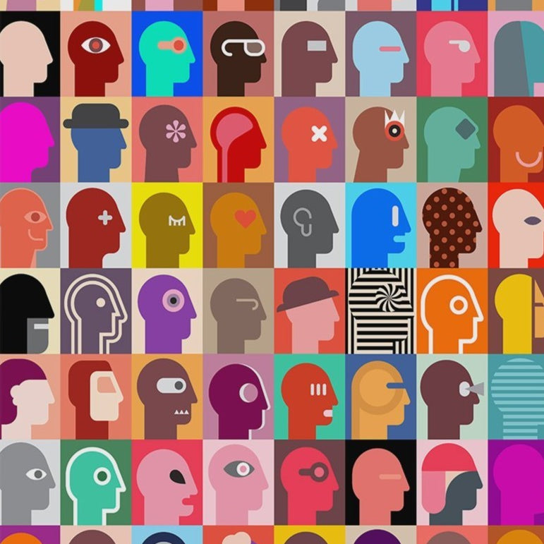 Picasso Style Human Heads Artwork Painting - Meri Deewar 2 : 3 Vertical Premium Wall Art Canvas by MeriDeewar