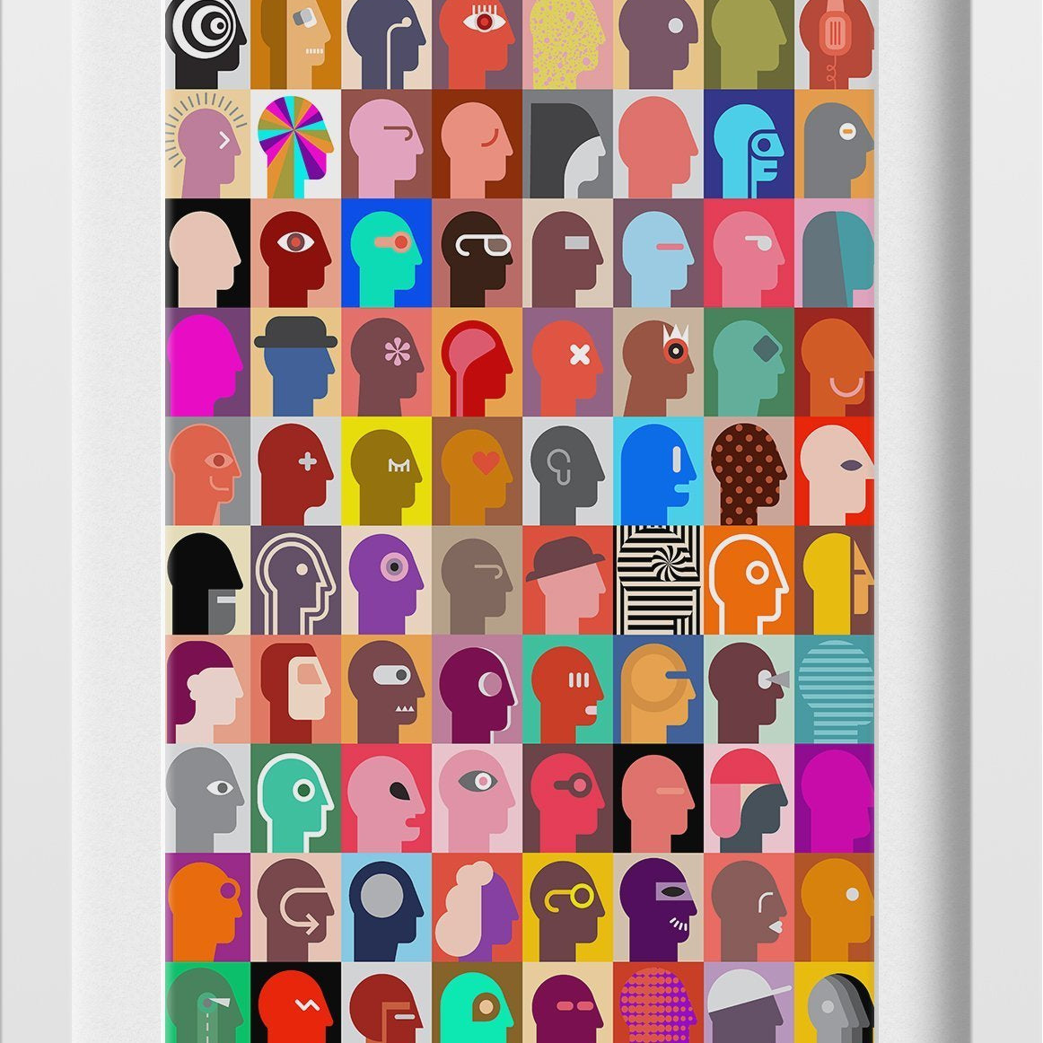 Picasso Style Human Heads Artwork Painting - Meri Deewar 2 : 3 Vertical Premium Wall Art Canvas by MeriDeewar