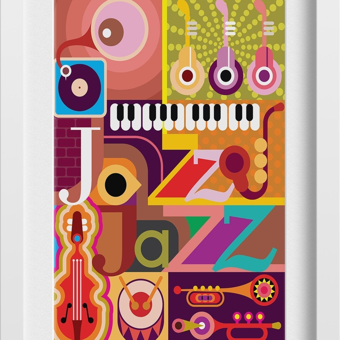 Picasso Style Jazz Concert Artwork Painting - Meri Deewar 2 : 3 Vertical Premium Wall Art Canvas by MeriDeewar