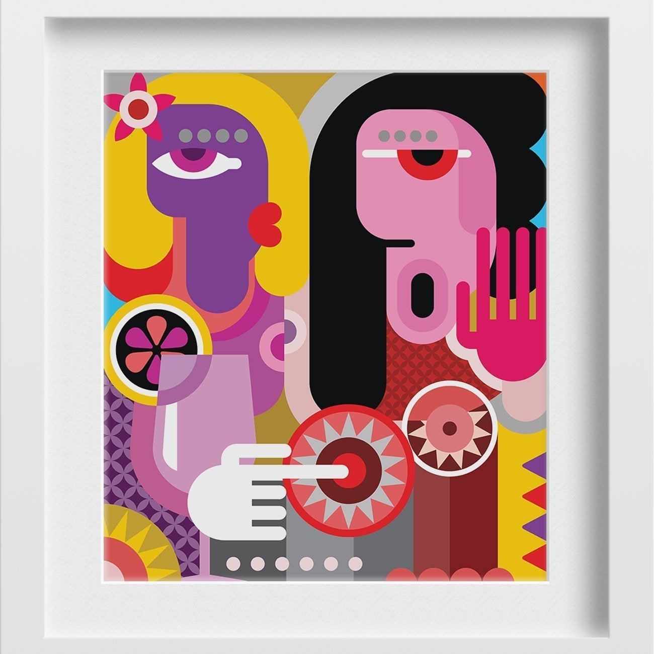 Picasso Style man and woman Artwork Painting - Meri Deewar 5 : 6 Vertical Premium Wall Art Canvas by MeriDeewar