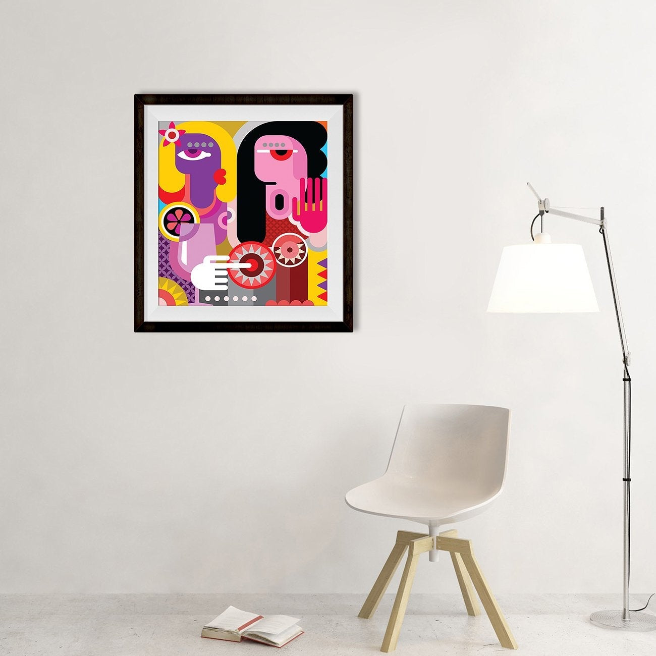 Picasso Style man and woman Artwork Painting - Meri Deewar 5 : 6 Vertical Premium Wall Art Canvas by MeriDeewar