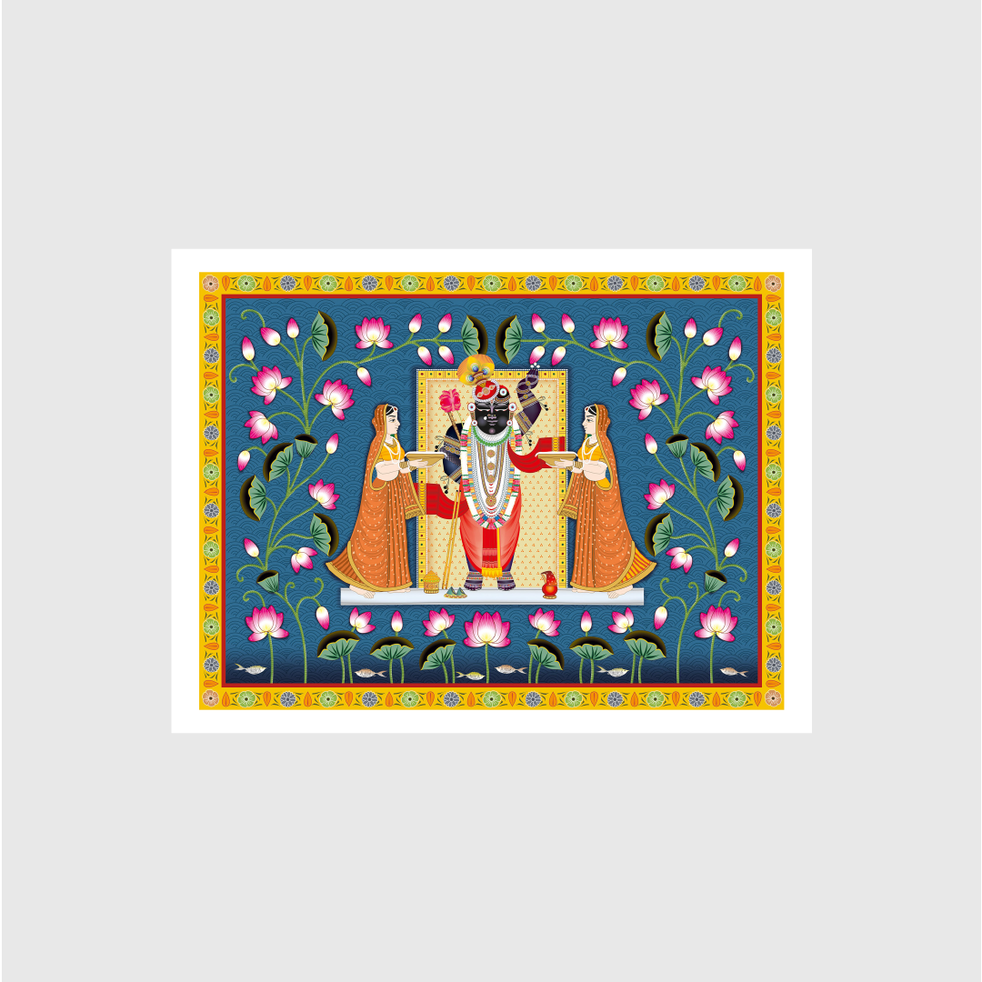 Pichwai Art of Nathdwara - Meri Deewar 4 : 3 Horizontal Premium Wall Art Canvas by MeriDeewar