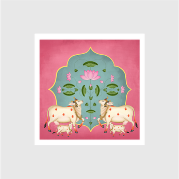 Pichwai Cow Painting - Meri Deewar 1 : 1 Square Premium Wall Art Canvas by MeriDeewar