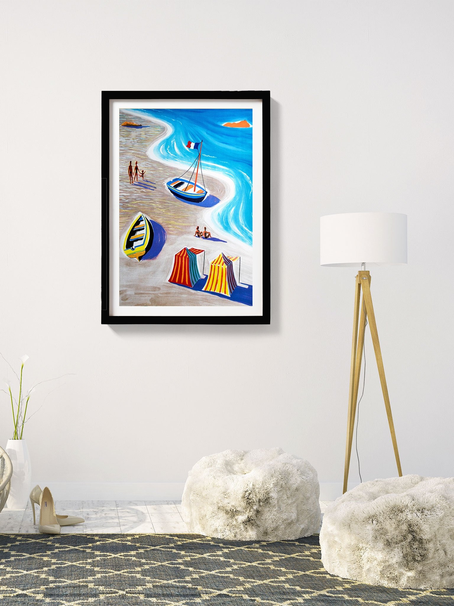 Plages De France poster- Meri Deewar Poster A3 / Poster Premium Wall Art Canvas by MeriDeewar