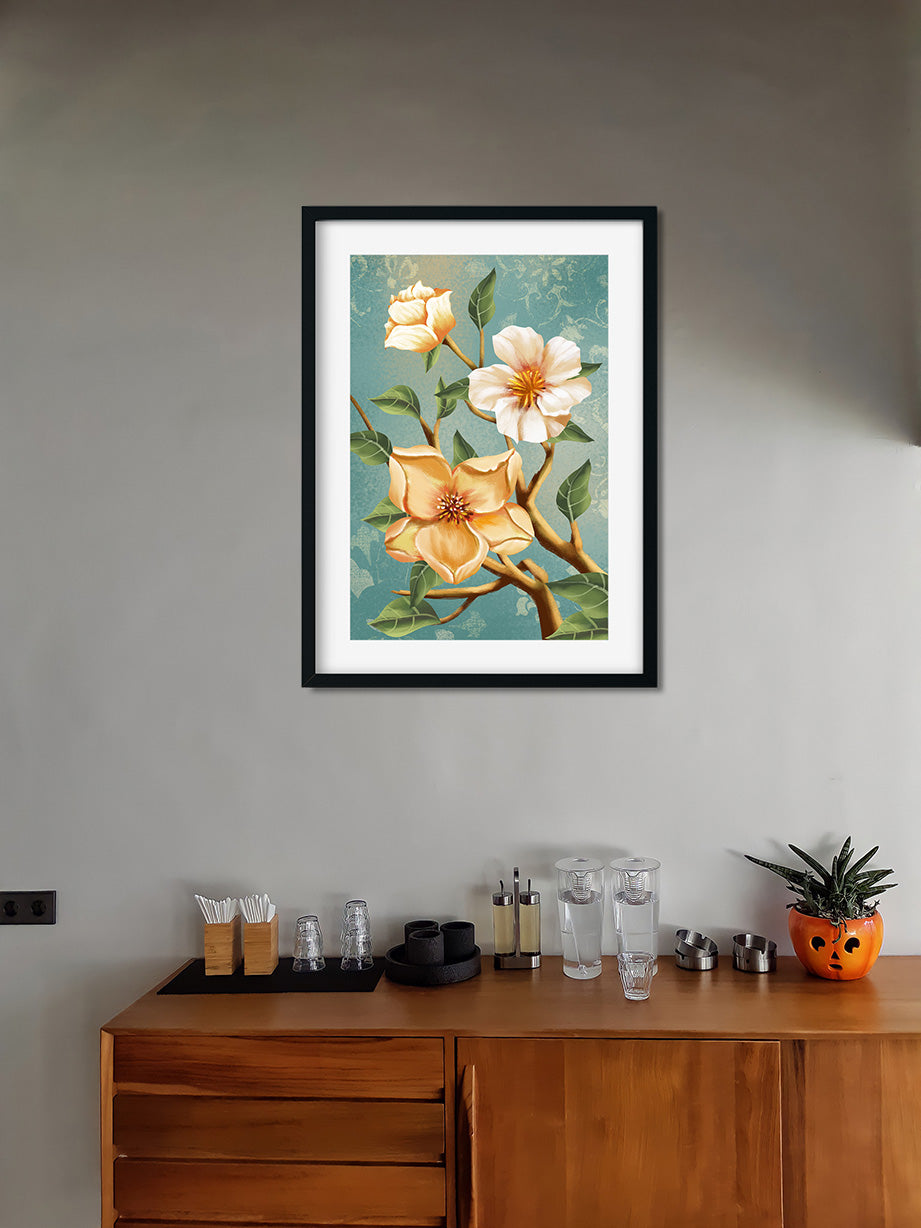 Poesie Florale Paneal Painting 2 : 3 Vertical Premium Wall Art Canvas by MeriDeewar