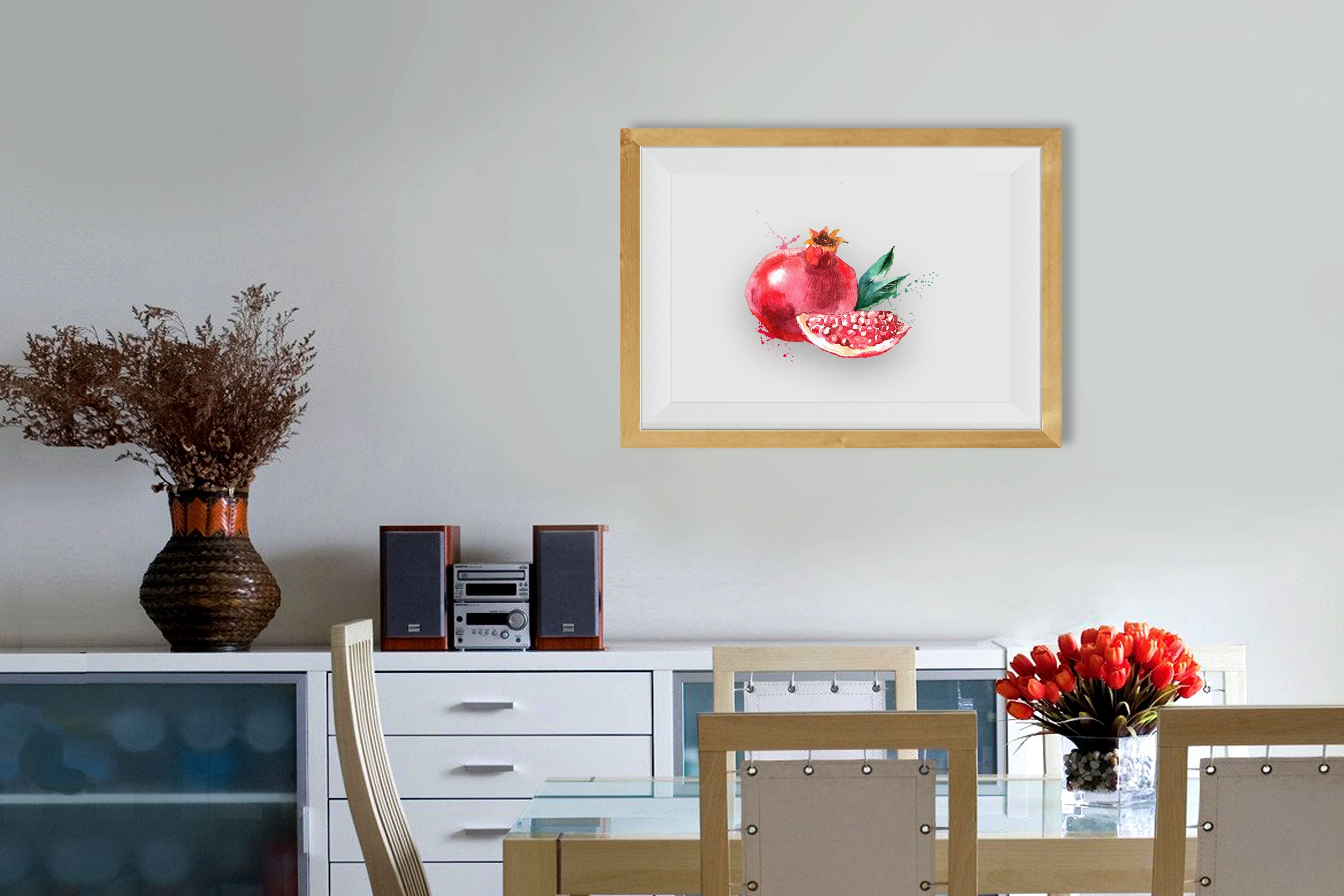 Pomegranate Painting - Meri Deewar 3 : 2 Horizontal Premium Wall Art Canvas by MeriDeewar