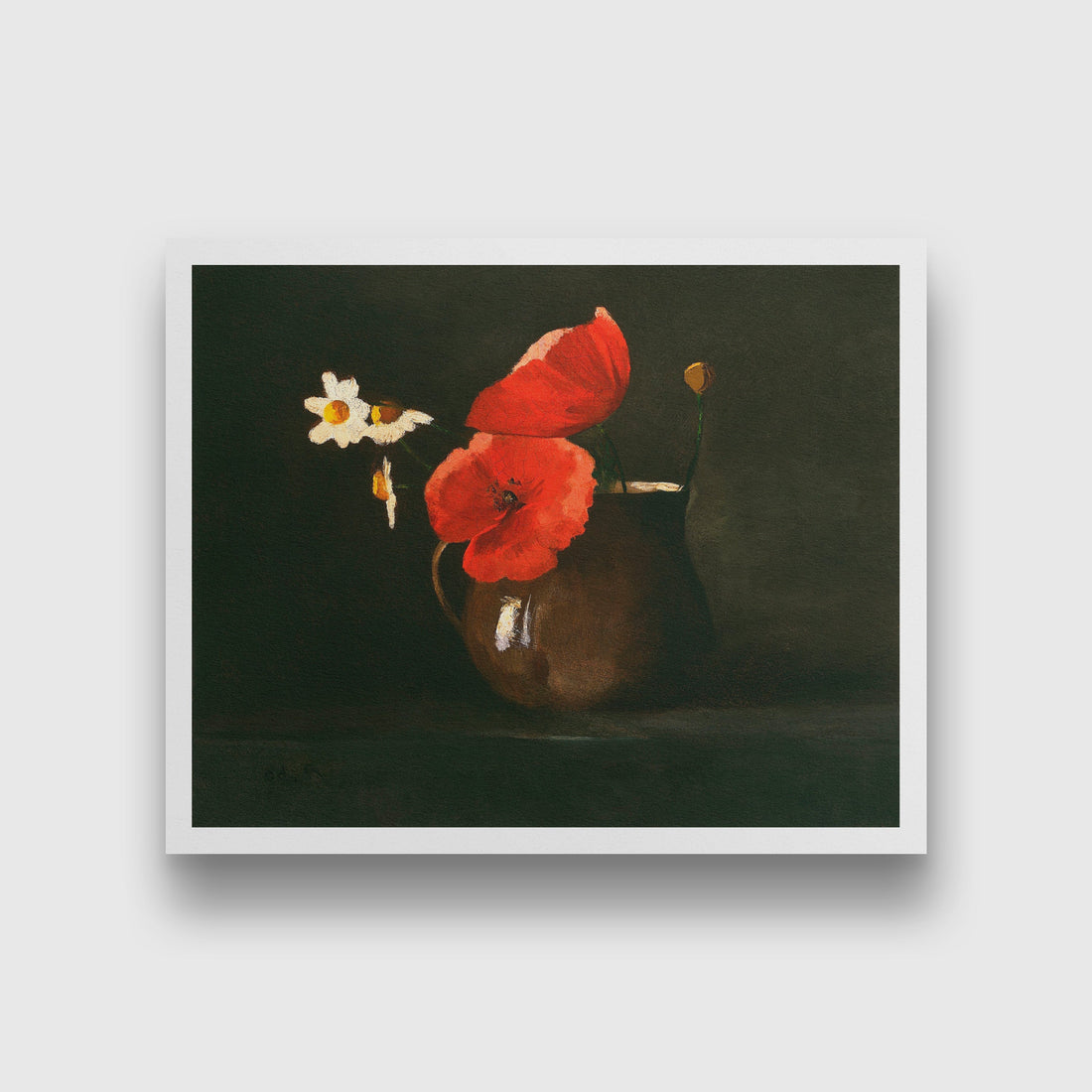 Poppies and Daisies painting 5 : 4 Horizontal Premium Wall Art Canvas by MeriDeewar