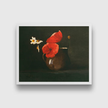 Poppies and Daisies painting 5 : 4 Horizontal Premium Wall Art Canvas by MeriDeewar
