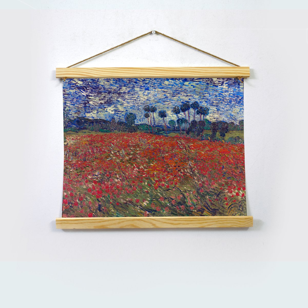 Poppy Field By Van Gogh Hanging Canvas Painting - Meri Deewar Hanging Canvas Premium Wall Art Canvas by MeriDeewar