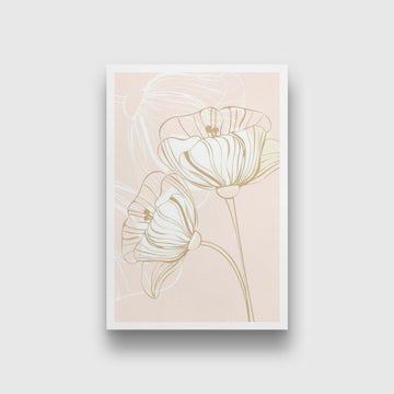 Poppy Flower Golden Wall Art Painting - Meri Deewar 2 : 3 Vertical Premium Wall Art Canvas by MeriDeewar