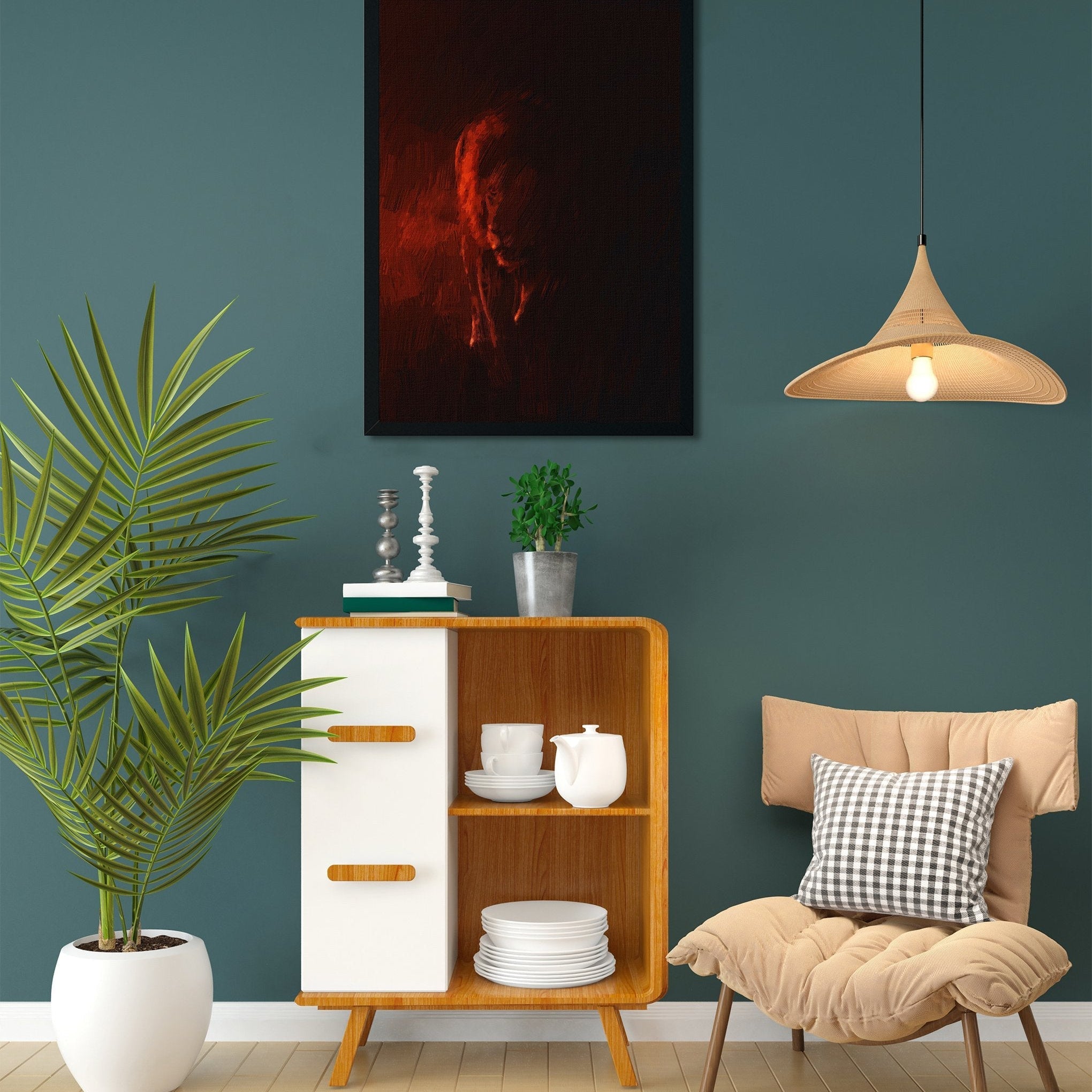 Portrait of a Beautiful lion Painting - Meri Deewar 2 : 3 Vertical Premium Wall Art Canvas by MeriDeewar