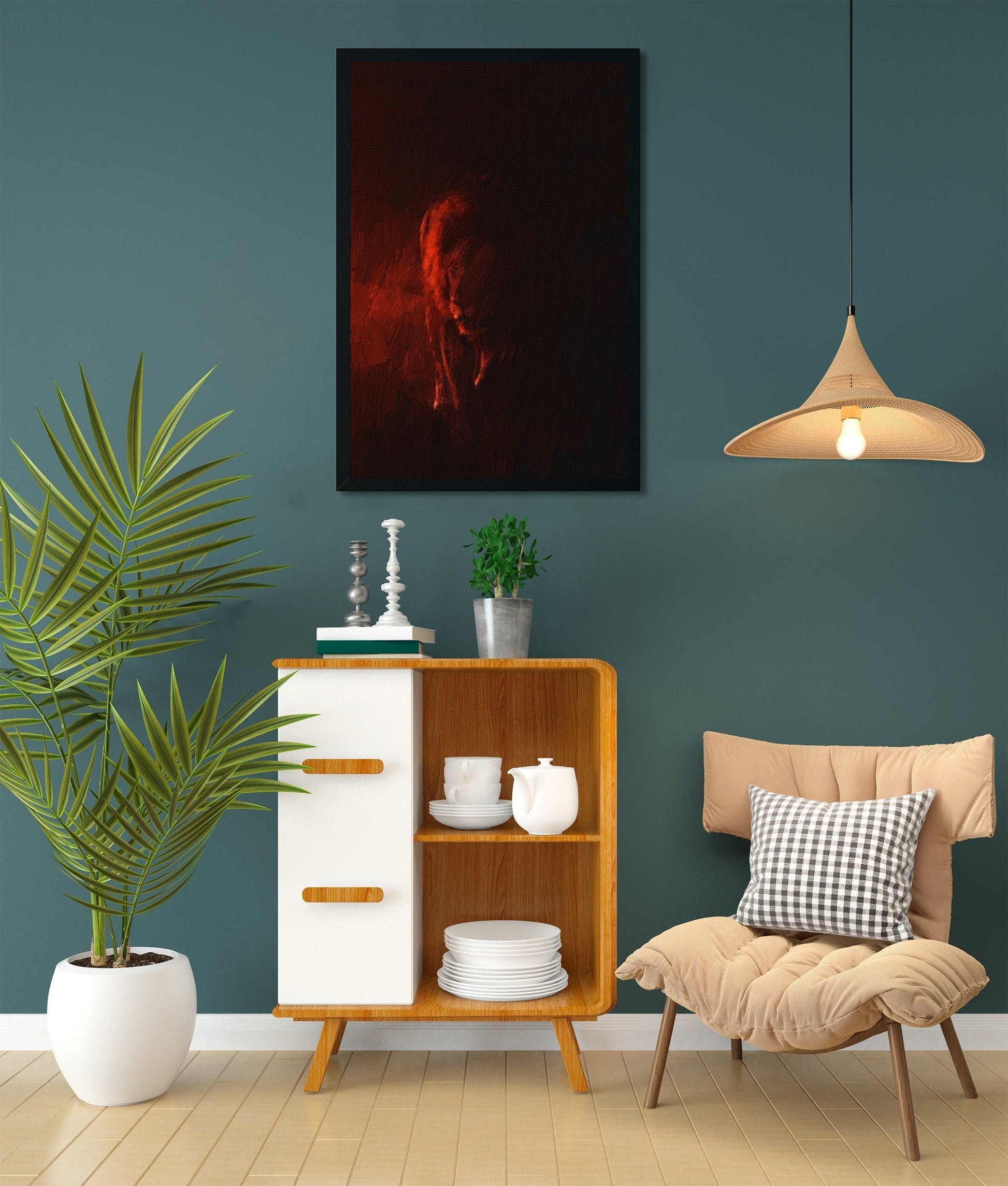 Portrait of a Beautiful lion Painting - Meri Deewar 2 : 3 Vertical Premium Wall Art Canvas by MeriDeewar