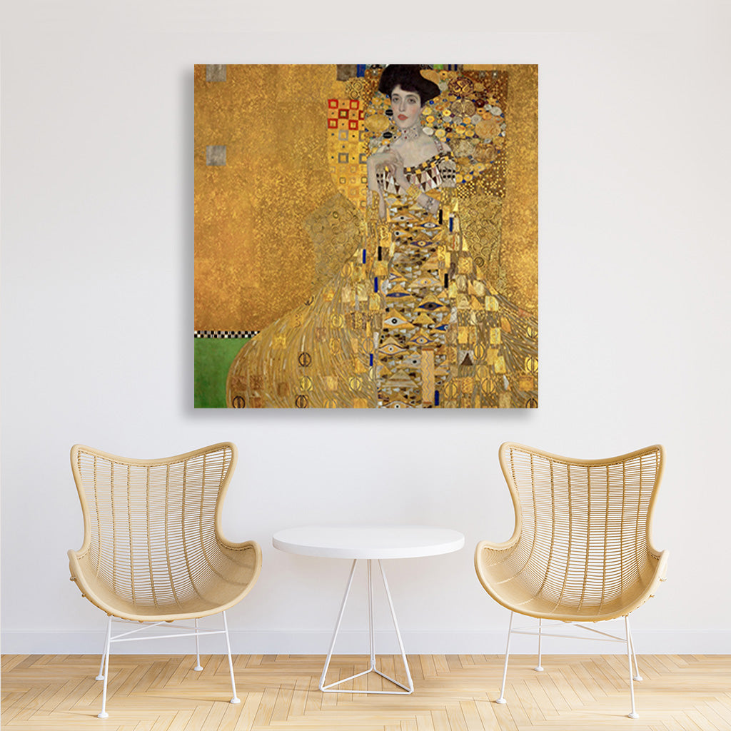 Portrait of Adele Bloch-Bauer I painting 1 : 1 Square Premium Wall Art Canvas by MeriDeewar