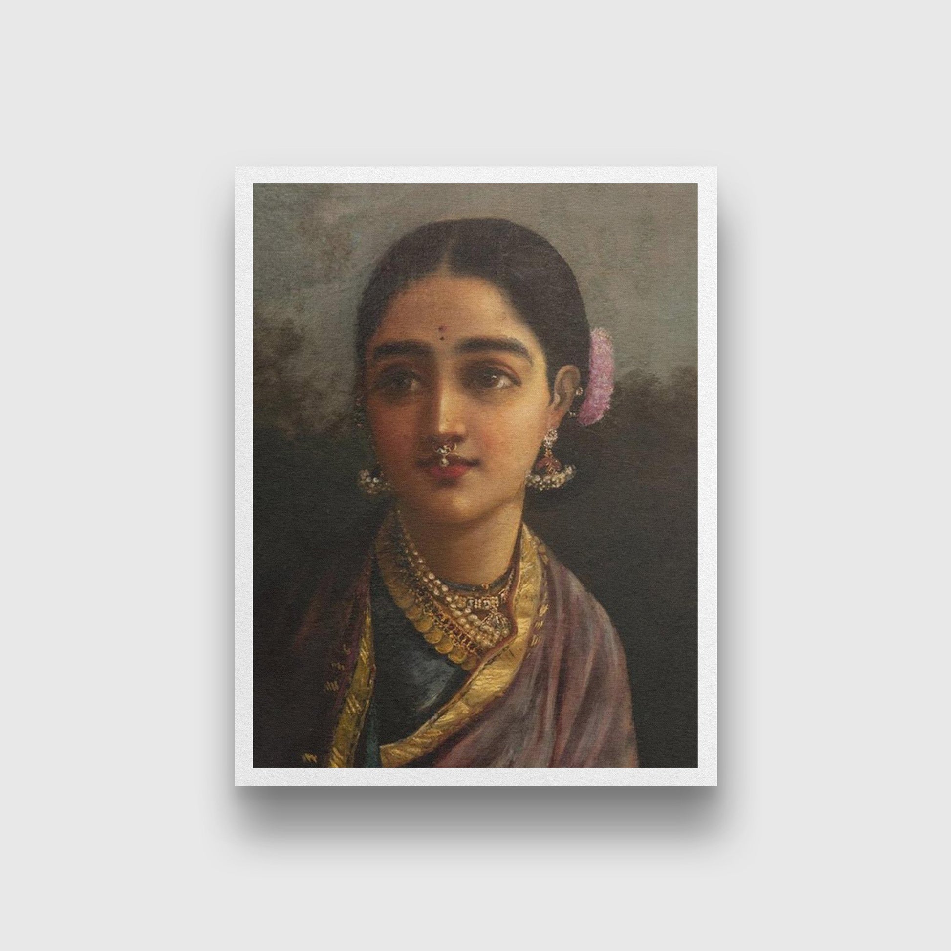 Portrait Radha in The Moonlight Painting - Meri Deewar 3 : 4 Vertical Premium Wall Art Canvas by MeriDeewar