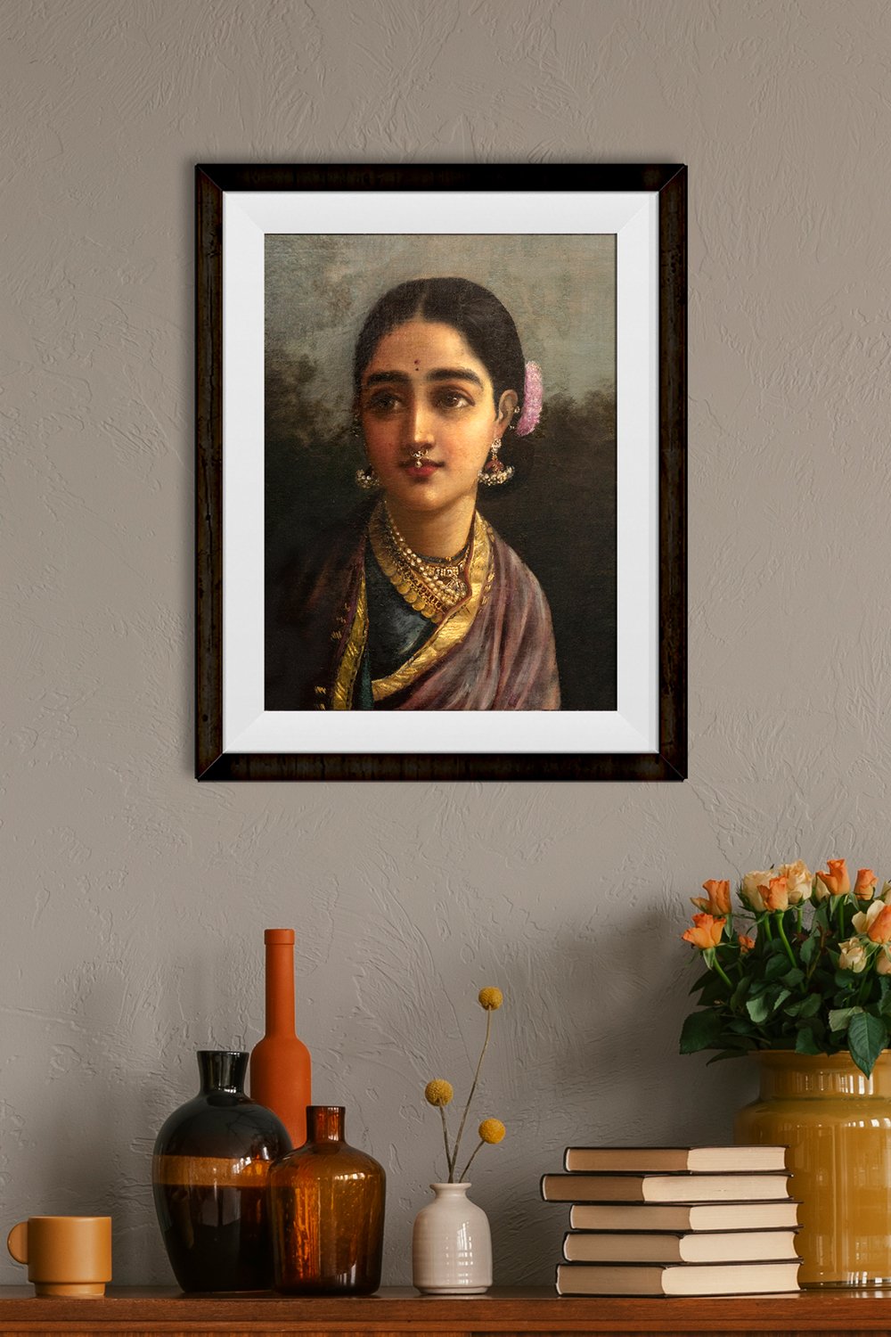 Portrait Radha in The Moonlight Painting - Meri Deewar 3 : 4 Vertical Premium Wall Art Canvas by MeriDeewar