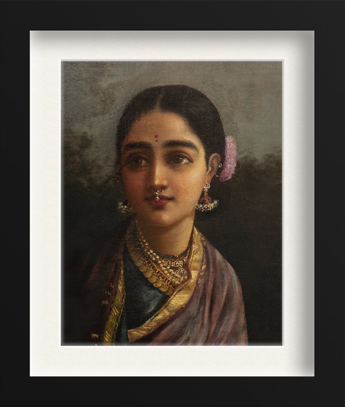 Portrait Radha in The Moonlight Painting - Meri Deewar 3 : 4 Vertical Premium Wall Art Canvas by MeriDeewar