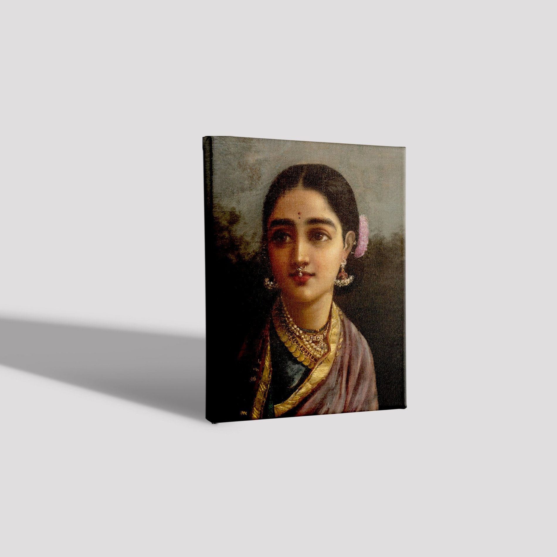 Portrait Radha in The Moonlight Painting - Meri Deewar 3 : 4 Vertical Premium Wall Art Canvas by MeriDeewar