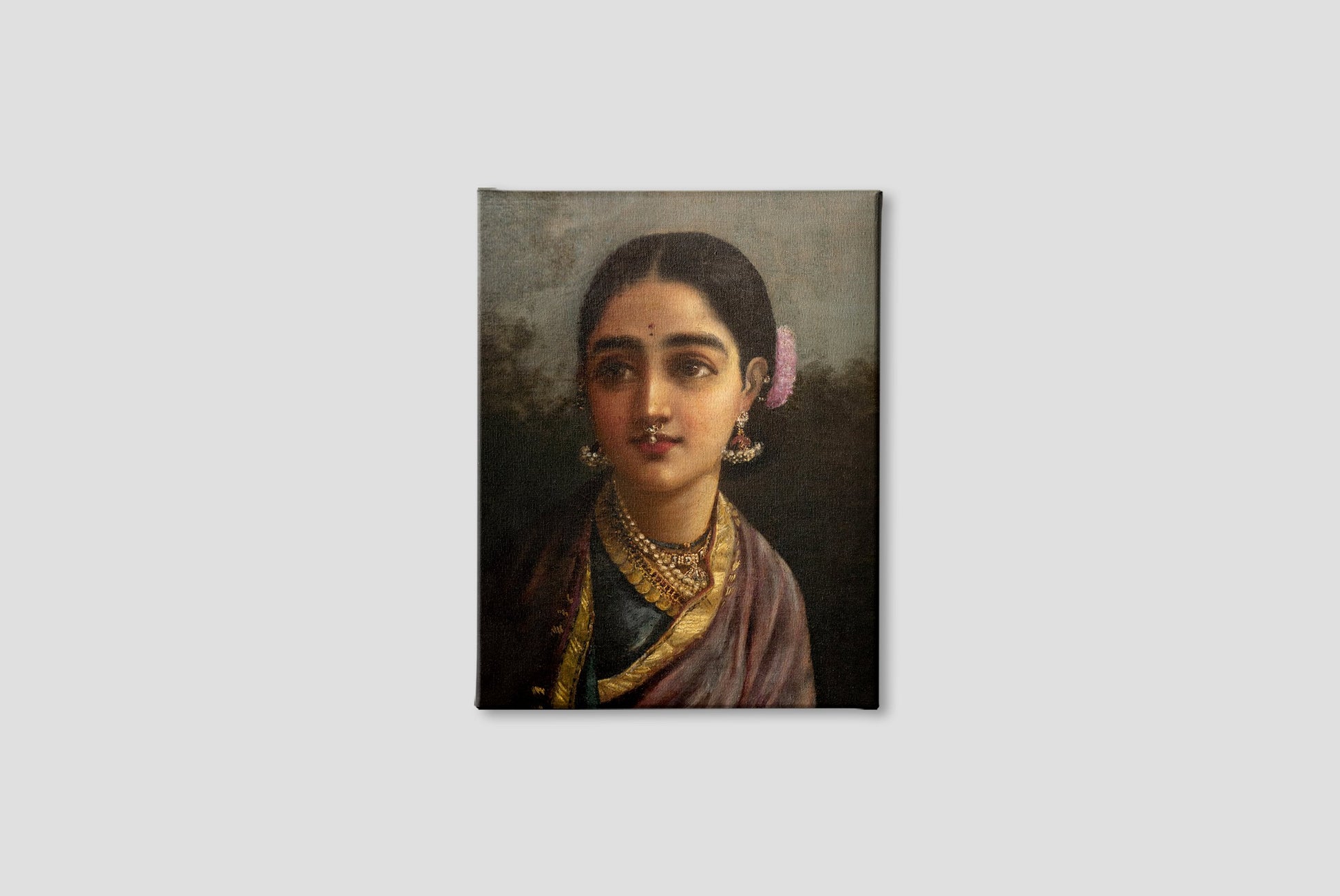 Portrait Radha in The Moonlight Painting - Meri Deewar 3 : 4 Vertical Premium Wall Art Canvas by MeriDeewar