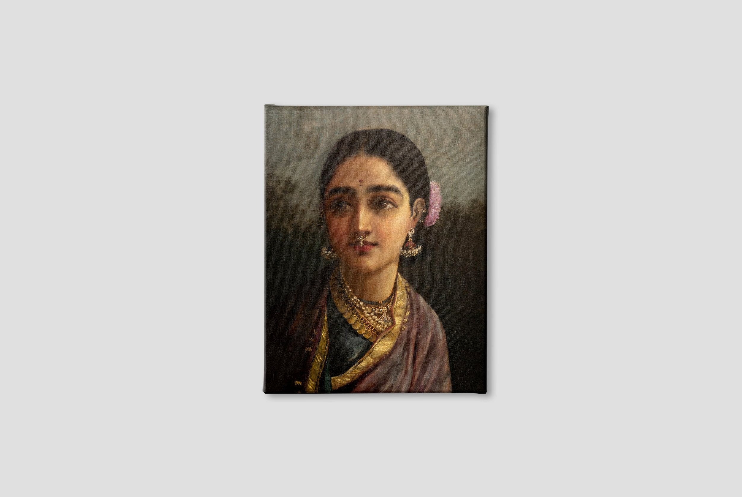 Portrait Radha in The Moonlight Painting - Meri Deewar 3 : 4 Vertical Premium Wall Art Canvas by MeriDeewar