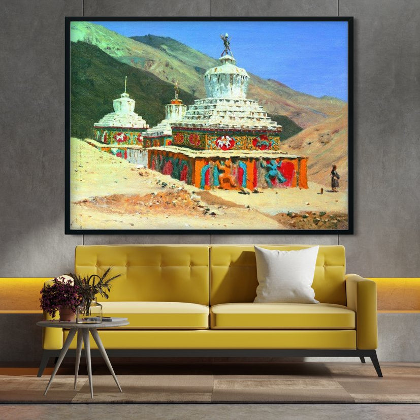 posthumous monuments in ladakh Painting - Meri Deewar 4 : 3 Horizontal Premium Wall Art Canvas by MeriDeewar