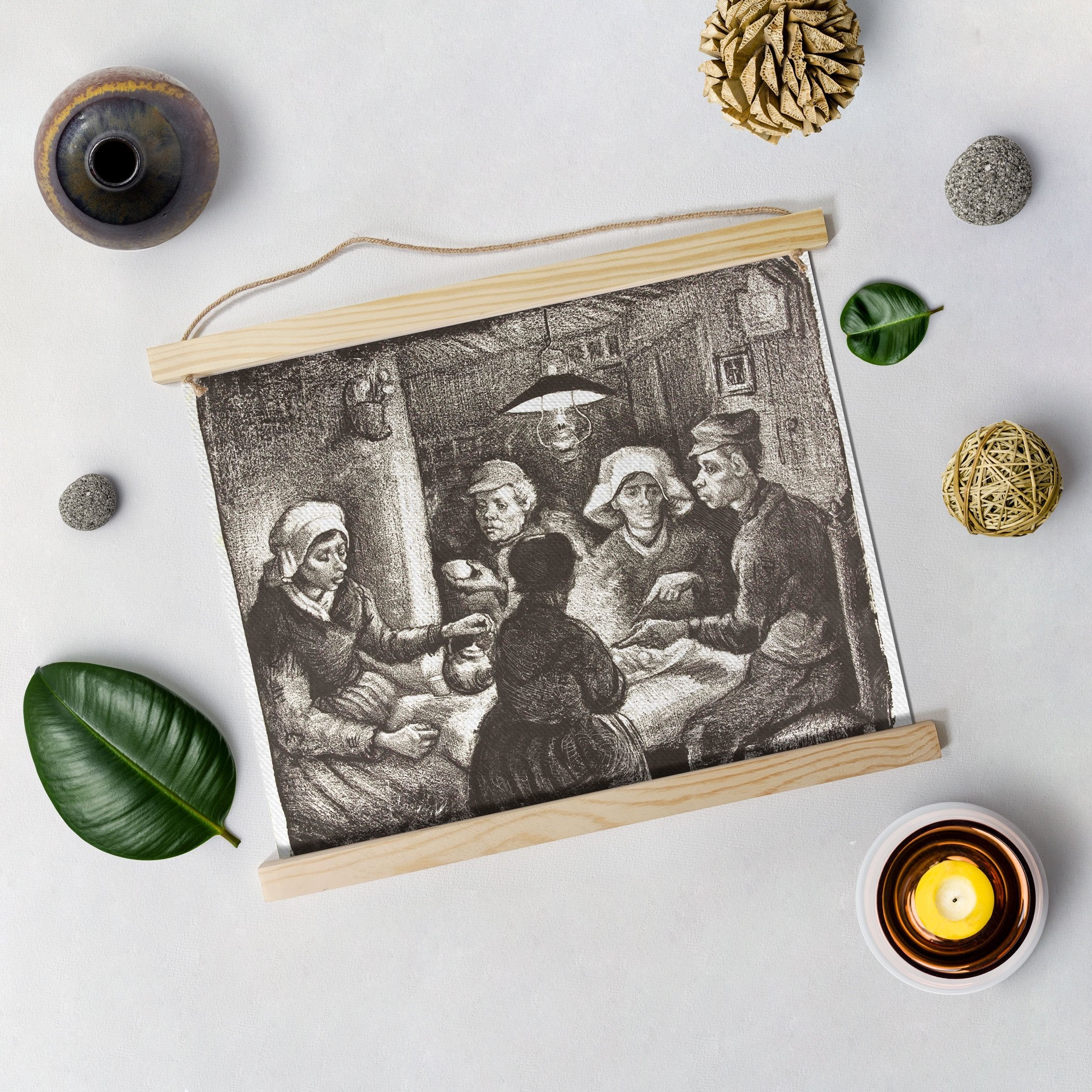 Potato Eaters, By Van Gogh Hanging Canvas Painting - Meri Deewar Hanging Canvas Premium Wall Art Canvas by MeriDeewar