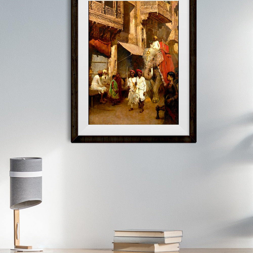 Promenade on an Indian Street magic Painting - Meri Deewar 4 X 5.5 Vertical Premium Wall Art Canvas by MeriDeewar