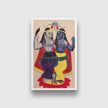 Radha and Krishna on a lotus flower Painting - Meri Deewar 2 : 3 Vertical Premium Wall Art Canvas by MeriDeewar