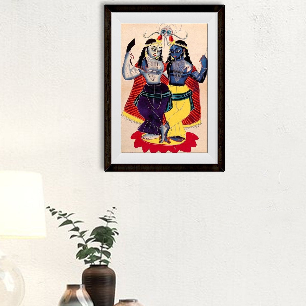 Radha and Krishna on a lotus flower Painting - Meri Deewar 2 : 3 Vertical Premium Wall Art Canvas by MeriDeewar