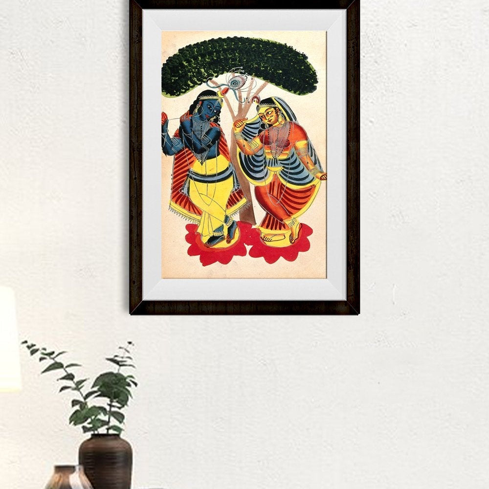 Radha and Krishna Watercolour drawing Painting - Meri Deewar 2 : 3 Vertical Premium Wall Art Canvas by MeriDeewar