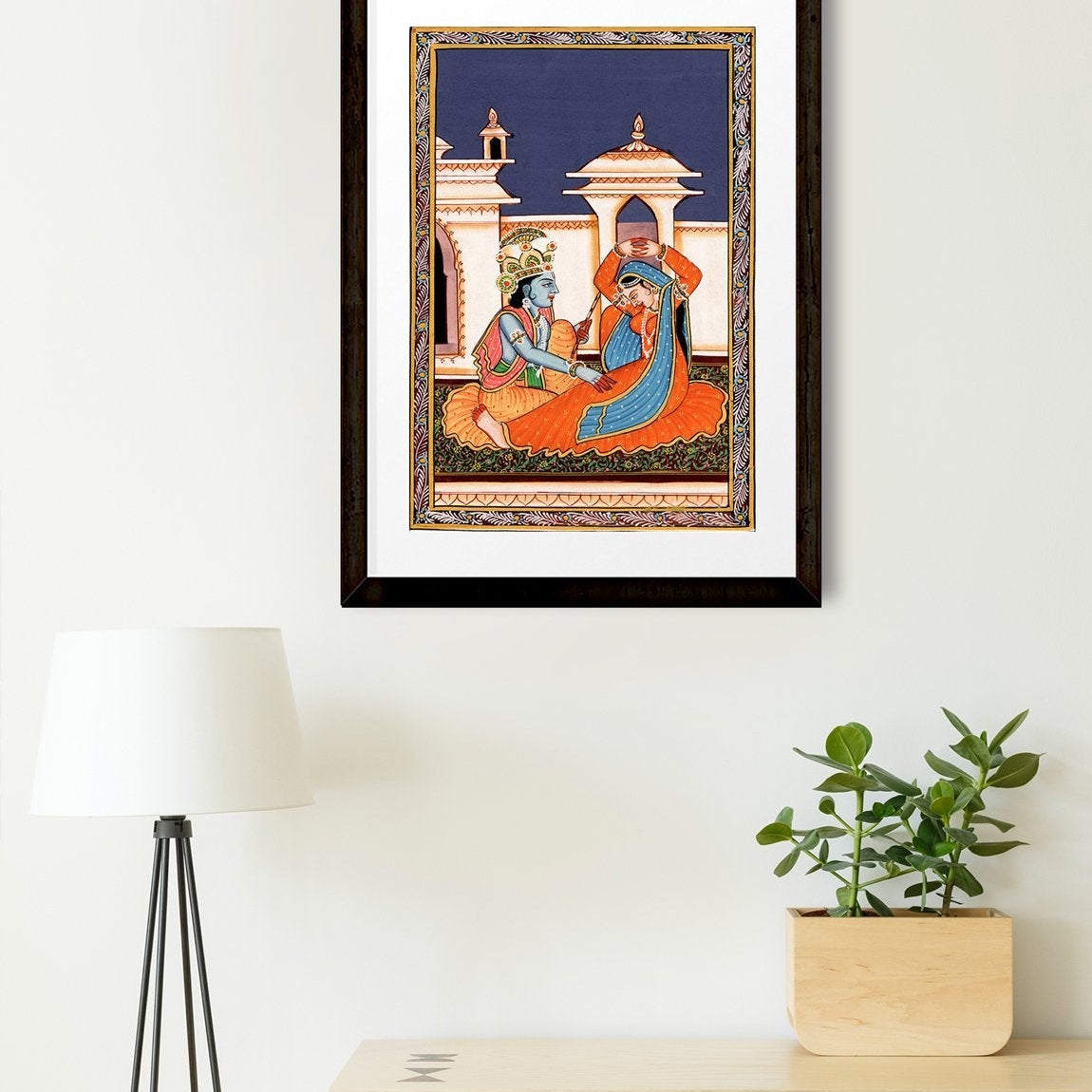 Radha Krishna Artwork Painting - Meri Deewar 2 : 3 Vertical Premium Wall Art Canvas by MeriDeewar