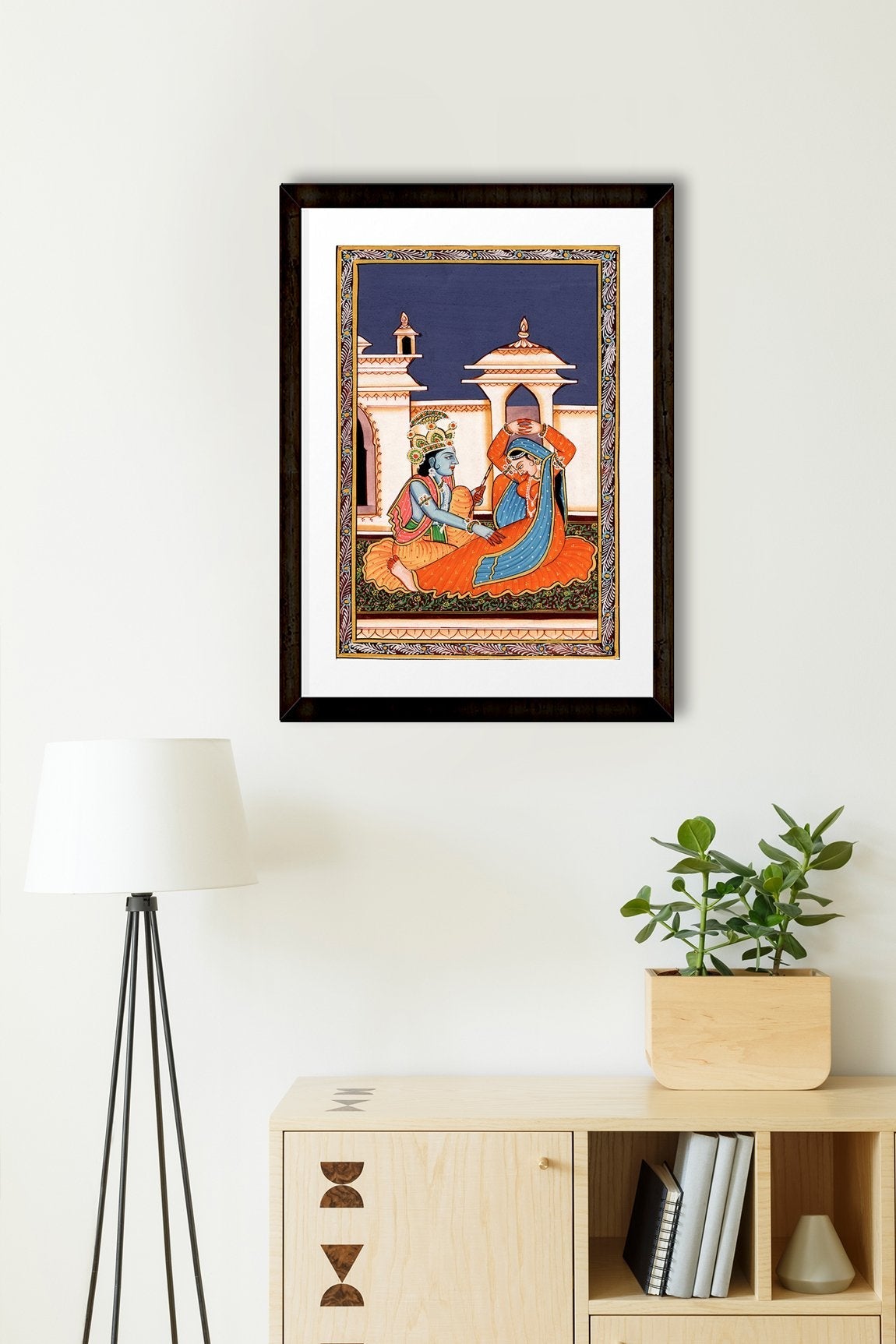Radha Krishna Artwork Painting - Meri Deewar 2 : 3 Vertical Premium Wall Art Canvas by MeriDeewar