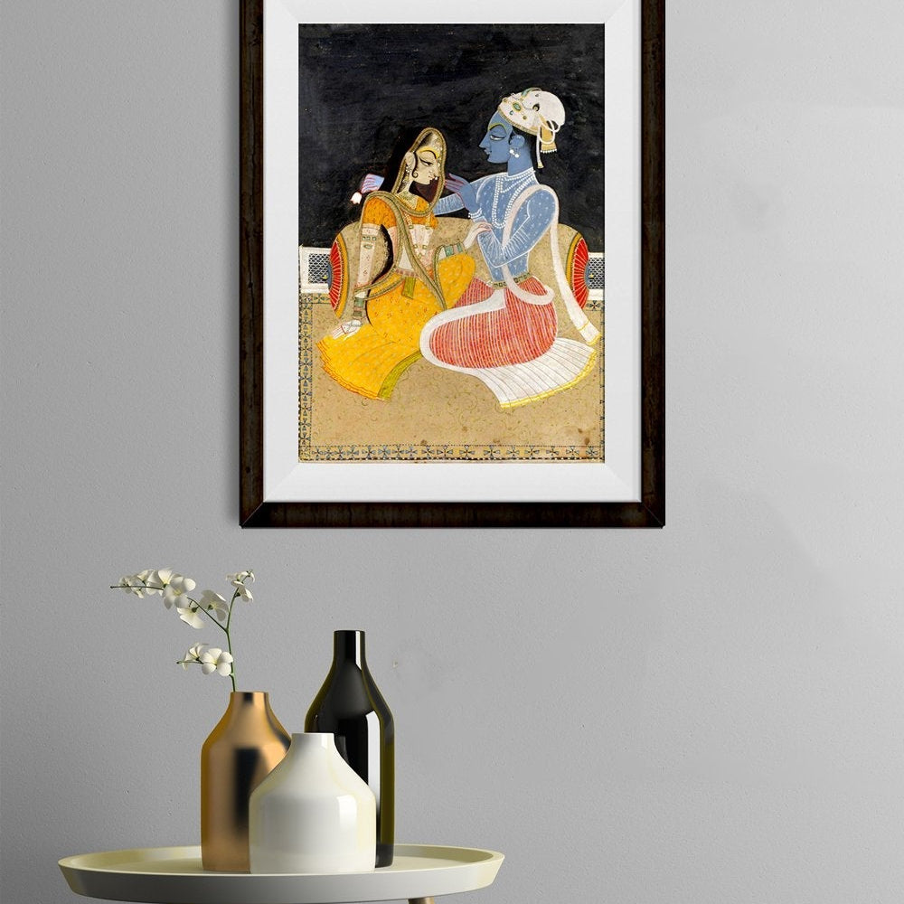 Radha - Krishna, Kishanga Painting - Meri Deewar 2 : 3 Vertical Premium Wall Art Canvas by MeriDeewar