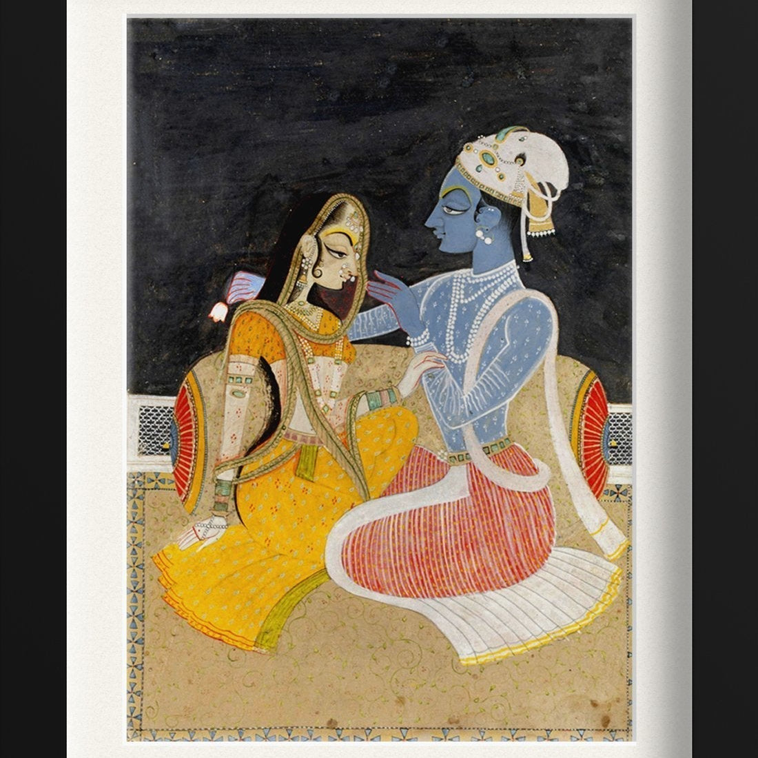 Radha - Krishna, Kishanga Painting - Meri Deewar 2 : 3 Vertical Premium Wall Art Canvas by MeriDeewar