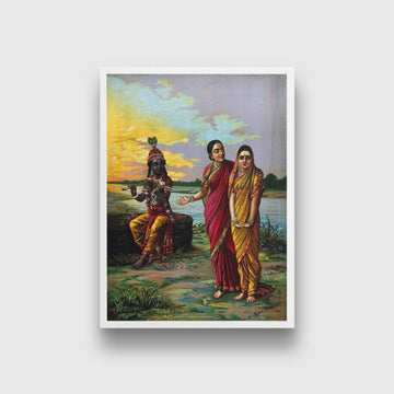 RADHA KRISHNA (MANINI RADHA) Painting - Meri Deewar 3 : 4.2 Vertical Premium Wall Art Canvas by MeriDeewar