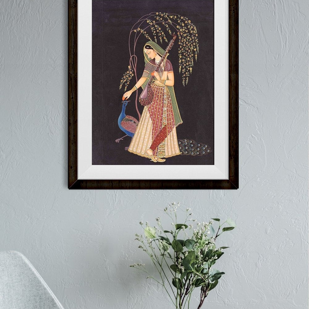 Radha Krishna Mughal Miniature Painting - Meri Deewar 3 : 4 Vertical Premium Wall Art Canvas by MeriDeewar