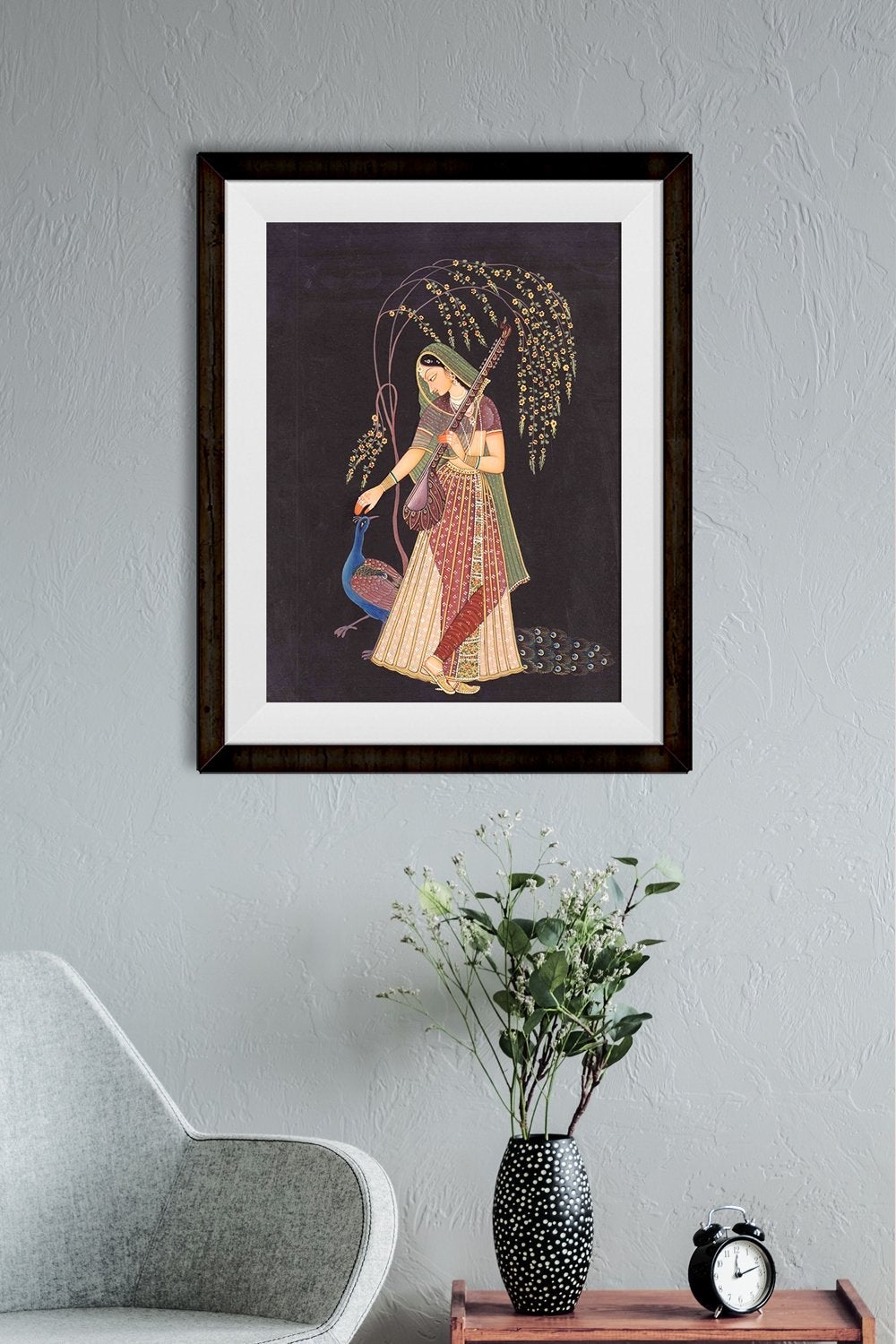 Radha Krishna Mughal Miniature Painting - Meri Deewar 3 : 4 Vertical Premium Wall Art Canvas by MeriDeewar